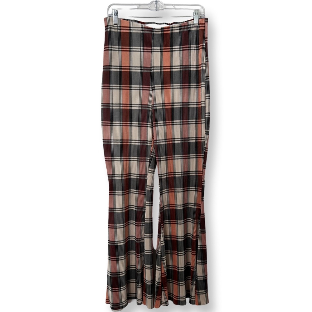 Free People Plaid Flare Pants